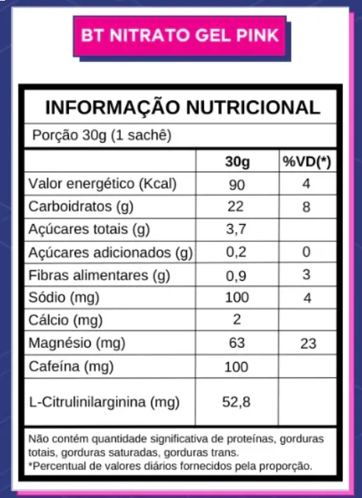 BT 400 Nitrato Gel, Com L-Citrulinilarginina, Sabor Pink Lemonade, 30g cada, Caixa com 10, Dobro