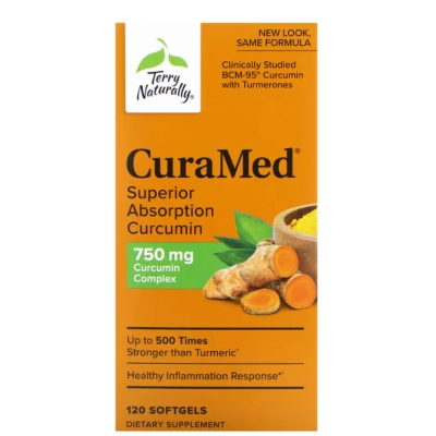 CuraMed, Curcumina de Absorção Superior, 750 mg, 120 Cápsulas, Terry Naturally