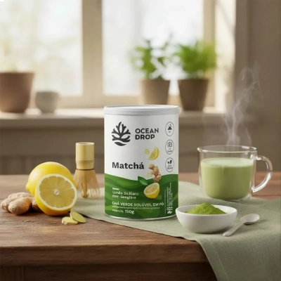 Matchá, Sabor Limão Siciliano Com Gengibre, 150g, Ocean Drop