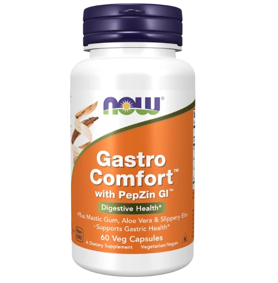 Gastro Comfort, Plus Mastic, Aloe Vera e Slippery Elm, 60 cápsulas, Now