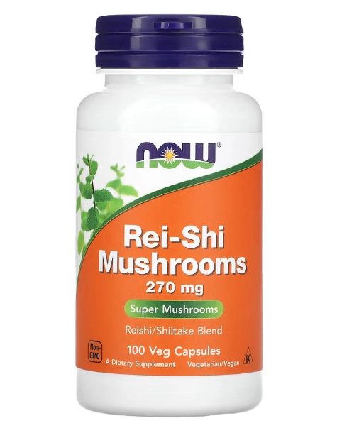 Rei-Shi Mushrooms (Cogumelos Reishi), 270mg, 100 Cápsulas, Now