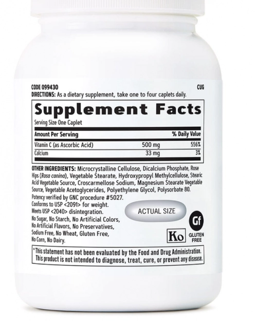 Vitamina C, 500mg, 250 comprimidos, GNC