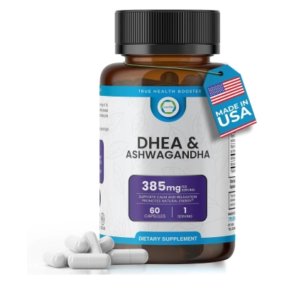 DHEA com Ashwagandha 10mg, 60 Cápsulas Veganas, TrueMed