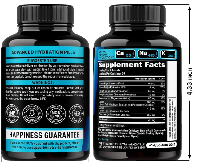 Electrolyte Hydration, Eletrólitos 9 em 1 com Vitaminas e Minerais Essenciais, 120 Comprimidos, Nutra Harmony