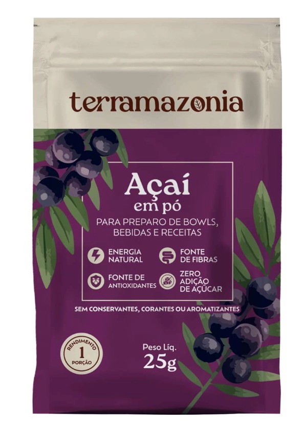 Açaí Em Pó, Caixa Com 10 Sachês, Terramazonia