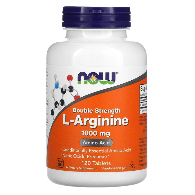L-Arginina, Dosagem Dupla, 1000mg, 120 Comprimidos, Now