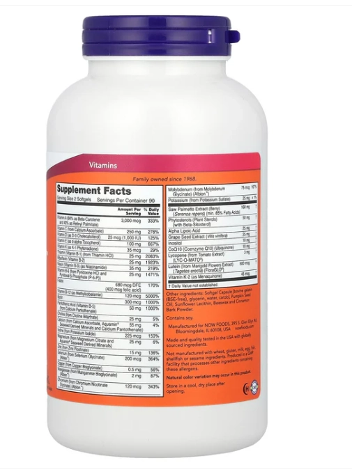 ADAM, Multivitamínico Masculino, 180 Cápsulas, Now