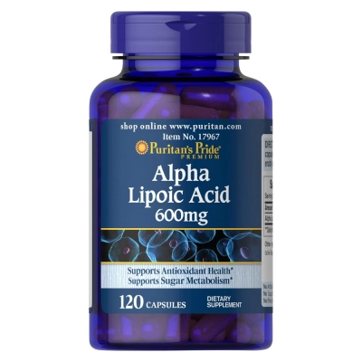 Ácido Alfa Lipóico, 600mg, Suporte Antioxidante e Metabolismo Energético, 120 Cápsulas, Puritan’s Pride