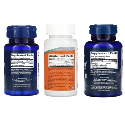 Kit Foco &amp; Memoria, Neuro Mag Life Extension + Vitamina B12 Life Extension + Ferro Now