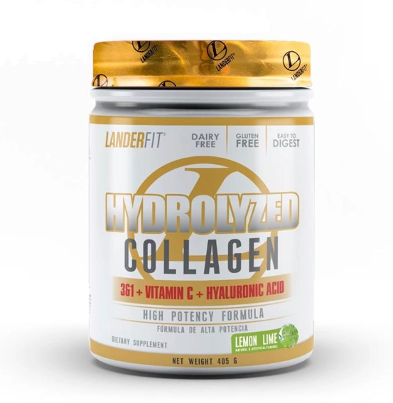 Colágeno Hidrolisado com Ácido Hialuronico, Sabor Limão, 300g, Landerfit