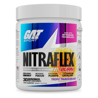 Nitraflex Burn Tropic Thunderburst, Pré-Treino Termogênico, 30 Doses, GAT Sport