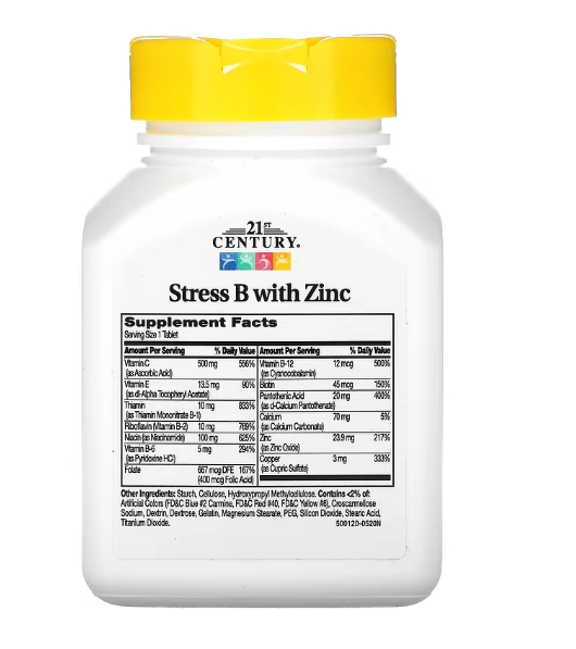 Stress B com Zinco, 66 Comprimidos, 21st Century