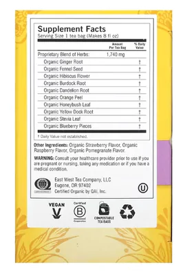 Chá, Berry DeTox, Sem Cafeína, 16 Saquinhos, 32g, Yogi