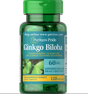 Ginkgo Biloba, 60mg, 120 capsulas Softgel, Puritans Pride