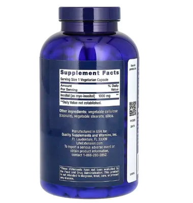 Cápsulas de Inositol 1000mg, 360 Cápsulas, Life Extension