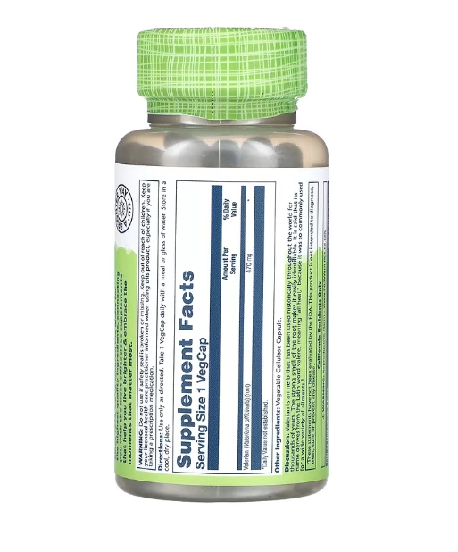 Valeriana, 470mg,100 cápsulas Solaray