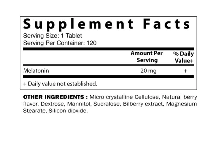 Melatonina, 20mg, Fast Dissolve 120 Tablets, Vitamatic