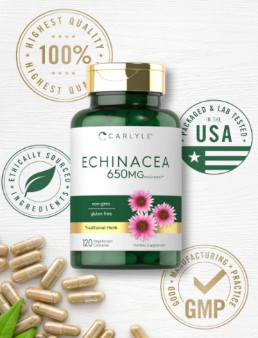 Equinácea, 650mg, 120 Cápsulas, Carlyle