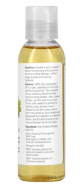 Solução, Óleo de Semente de Uva, 118ml, Now