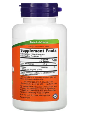 Orégano, 450mg, 100 cápsulas, Now