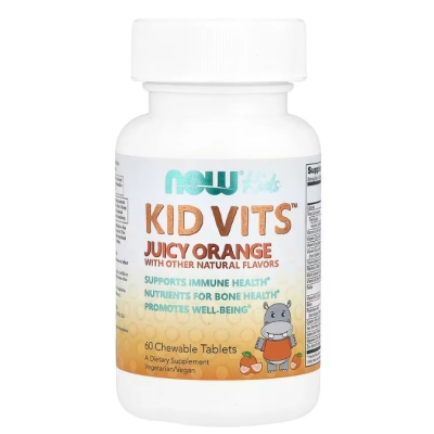 Multivitamínico Infantil, Kid Vits, 60 Comprimidos Sabor  Laranja Suculenta, Now