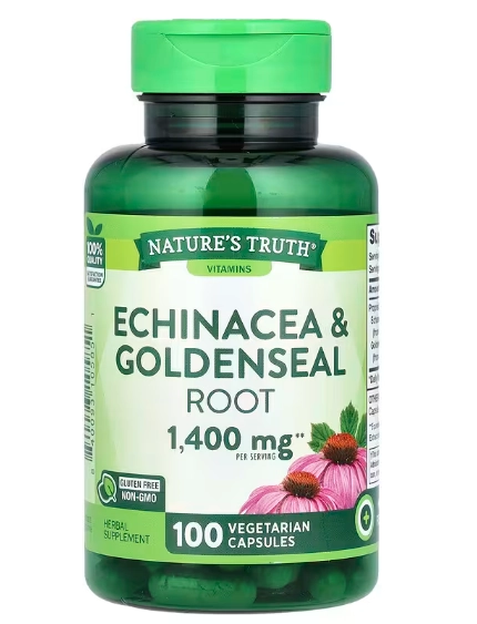 Echinacea e Raiz de Hidraste 1400mg, 100 Cápsulas, Nature's Truth