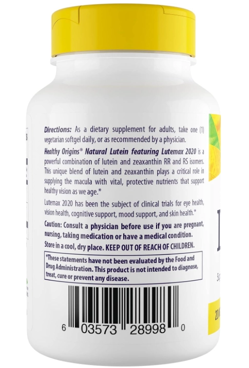Luteína 20mg, 180 Cápsulas, Healthy Origins