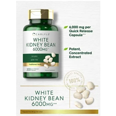  White Kidney Bean, Feijão Branco 6000mg, 200 Cápsulas, Carlyle