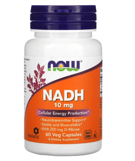 NADH, 10mg, 60 cápsulas, Now