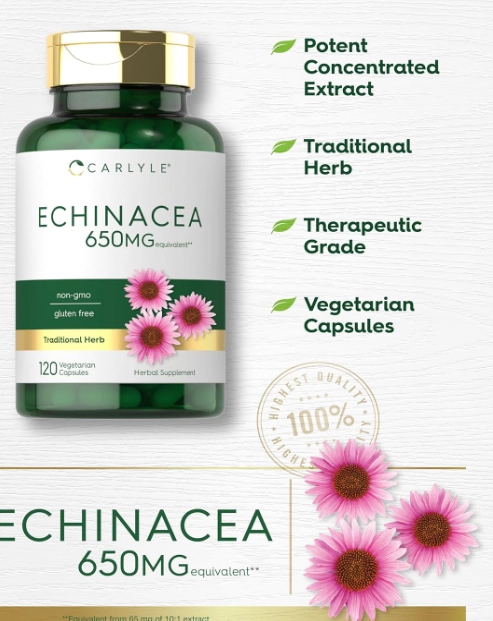 Equinácea, 650mg, 120 Cápsulas, Carlyle