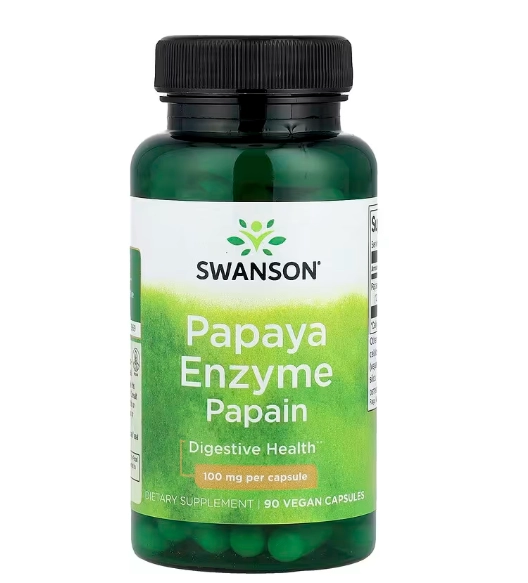 Papaya Enzyme Papain, Mamão e Enzimas Papaína 100mg, 90 Cápsulas, Swanson