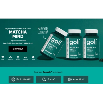 Matcha Mind, Com Cognizin 250mg, 60 Gomas, Golí Nutrition