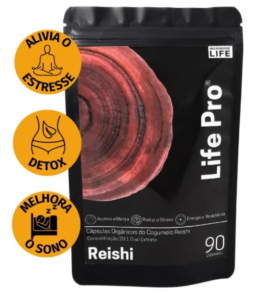 Extrato Reishi, auxílio no Equilíbrio, Calma e Qualidade de Sono, 90 Cápsulas, Microdose Life