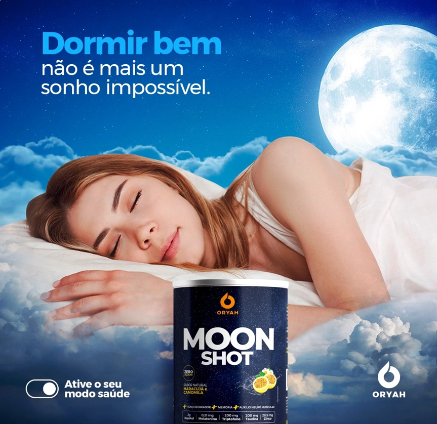 Shot Noturno Moonshot, com Inositol, Magnésio, Triptofano e Melatonina, 168g, Oryah