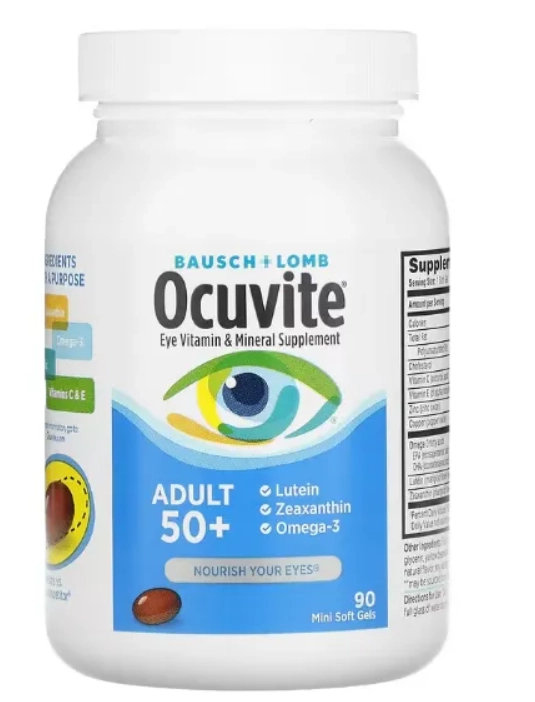 Ocuvite, Suplemento Vitamínico e Mineral para os Olhos Adulto 50+, 90 Mini Cápsulas, Bausch & Lomb
