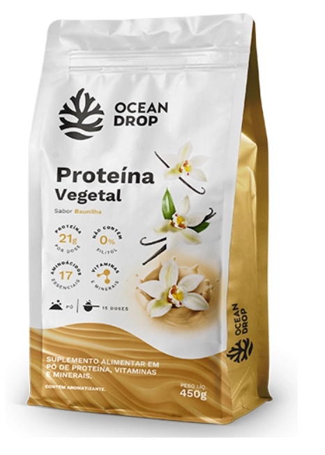 Proteína Vegetal, 450g, Sabor Baunilha, Ocean Drop