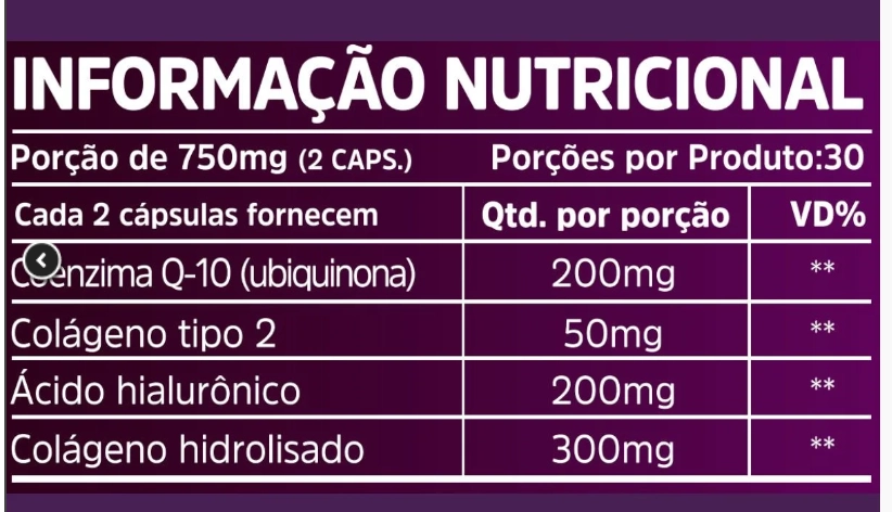 Coenzima CoQ10 com Colágeno Tipo II, 750mg, 60 Cápsulas, Sunfood