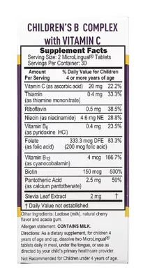 Complexo B Kids, com Vitamina C, 60 Comprimidos MicroLingual, Superior Source