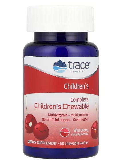 Multivitamínico Infantil, 60 Bolachas Mastigáveis Sabor Cereja Selvagem, Trace Minerals