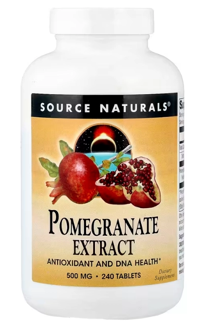 Pomegranate 500mg, Extrato de Romã, 240 Comprimidos, Source Naturals