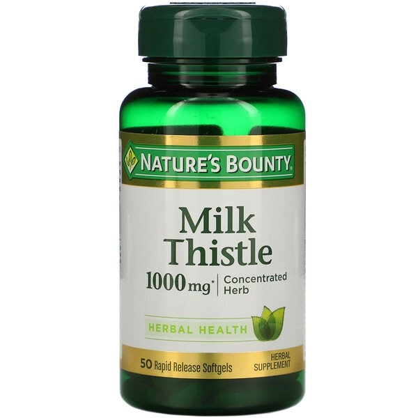 Milk Thistle, 1000mg, 50 Cápsulas, Nature's Bounty