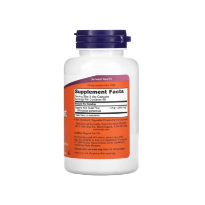 Arroz de Levedura Vermelha 600mg, Controle do Colesterol e Equilíbrio Cardiovascular, Now