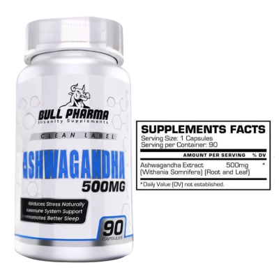Ashwagandha 500mg, 90 Cápsulas, Bull Pharma