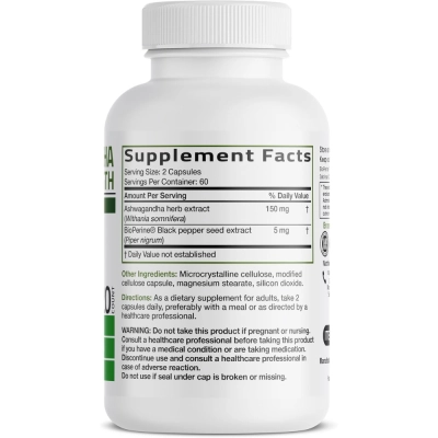Ashwagandha Extra Strength, 150mg, 120 Cápsulas, Bronson 