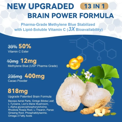 Azul de Metileno 12mg com Vitamina C, 120 Cápsulas, Totaria Health