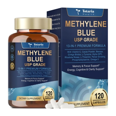 Azul de Metileno 12mg com Vitamina C, 120 Cápsulas, Totaria Health