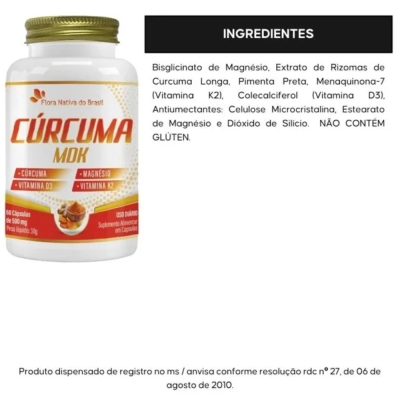 Cúrcuma MDK, 95% de Curcumina, 60 Cápsulas, Flora Nativa