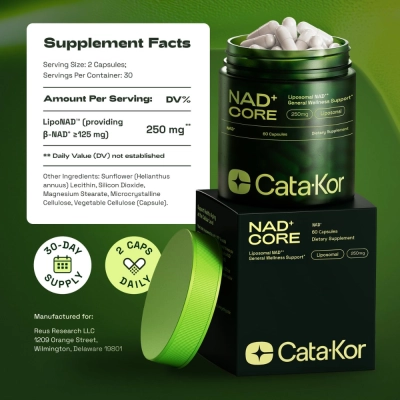 NAD CORE Liposomal NAD+, 250mg, 60 Cápsulas, Cata-Kor