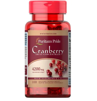 Cranberry, 4200mg, com vitamina C e E, 100 cápsulas, Puritan's Pride