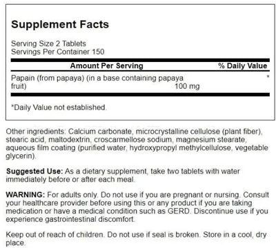 Papaya Supreme 50mg, 300 Comprimidos, Swanson
